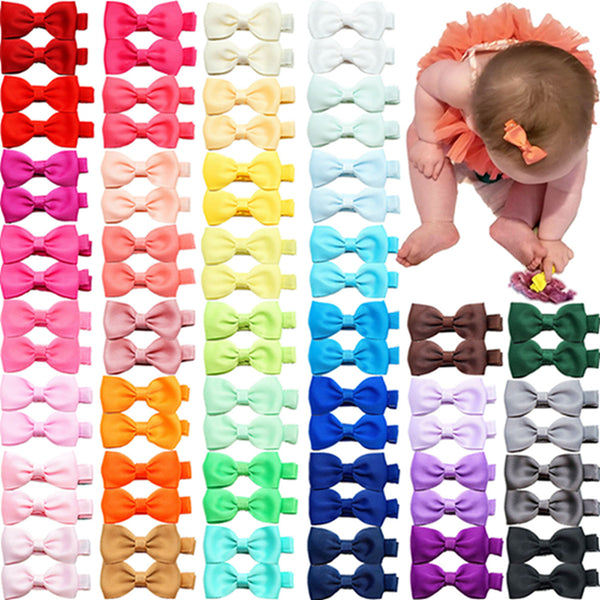 10pcs/lot Solid Color Grosgrain Ribbon Bowknot Toddler Hair Clips