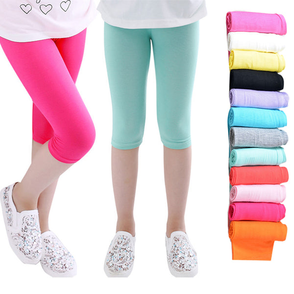 3-10years Girls Knee Length Kid Fifth Pants Candy Color Children