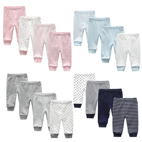 3/4pcs/lot Newborn Pants Cartoon Four Seasons Baby 100%cotton Soft