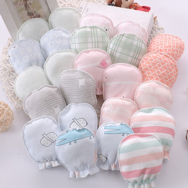 5 Pairs/lot Newborn Baby Mittens Cotton Cartoon Soft Boys Girls