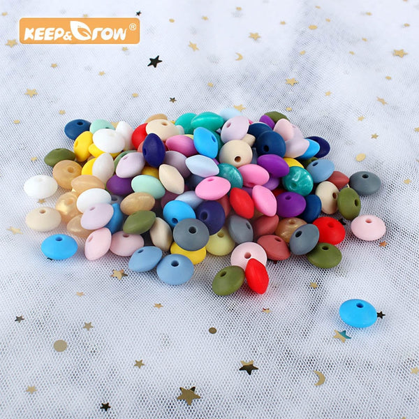 Keep&grow 50pcs Lentil Silicone Beads 12mm Food Grade Rodent Diy Baby