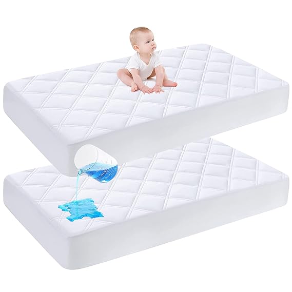 Waterproof Crib Mattress Protector, 2-Pack, Ultra Soft, 28x52 Inch