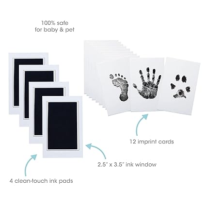 Mess-Free Ink Pad Kit for Baby & Pet Prints - 4-Pack Clean-Touch Imprint Kit with Cards