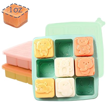 3 Pack Silicone Freezer Trays with Lid – 1 oz Food Storage for Baby Purees, Breast Milk, and Popsicles