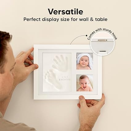 Personalized Baby Handprint & Footprint Kit with Frame - Ideal Baby Shower Gift, Keepsake for Boys & Girls (Alpine White) by Zeal'nlife