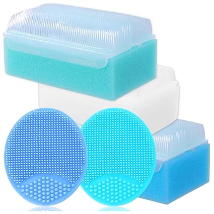 Baby Bath Sponges & Cradle Cap Brush Kit - 5-Piece Set for Newborns