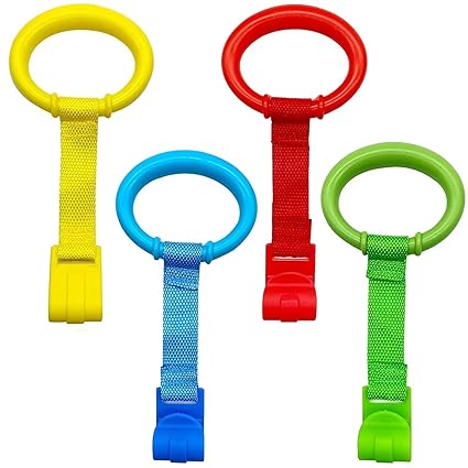 Baby Playpen Pull Up Rings – 4 Pack Crib Stand-Up Assistant Rings