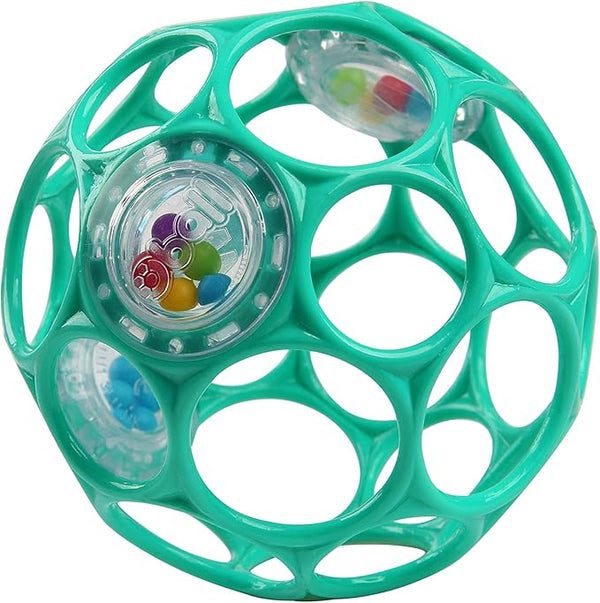 Oball Easy-Grasp Rattle Toy - BPA-Free Infant Toy in Teal, 4 Inches