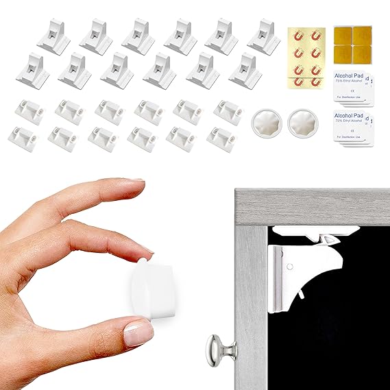 Magnetic Cabinet Locks for Babies – 12 Pack Child Proofing Locks with 2 Keys, No Tools Required