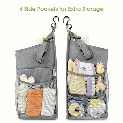 Changing Table Diaper Organizer | Hanging Diaper Stacker for Cribs, Playards, and Baby Essentials Storage (Gray)