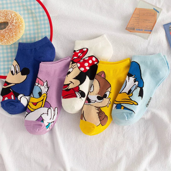 Disney 1pair women Boat socks Mickey cute cartoon Japanese Korean