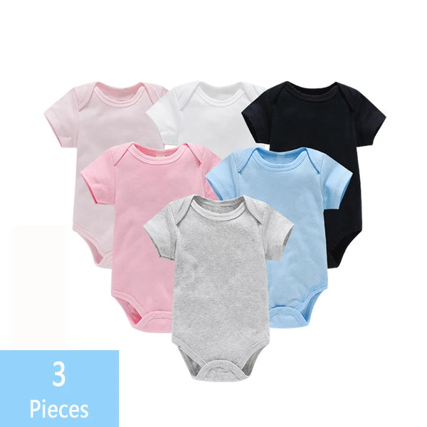 3PCS/Lot Baby Clothes Boy/Girl Baby Bodysuit Summer Clothes Solid