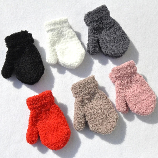 Warm Plush Thick Warm Baby Gloves Winter Plus Velvet Mittens Children