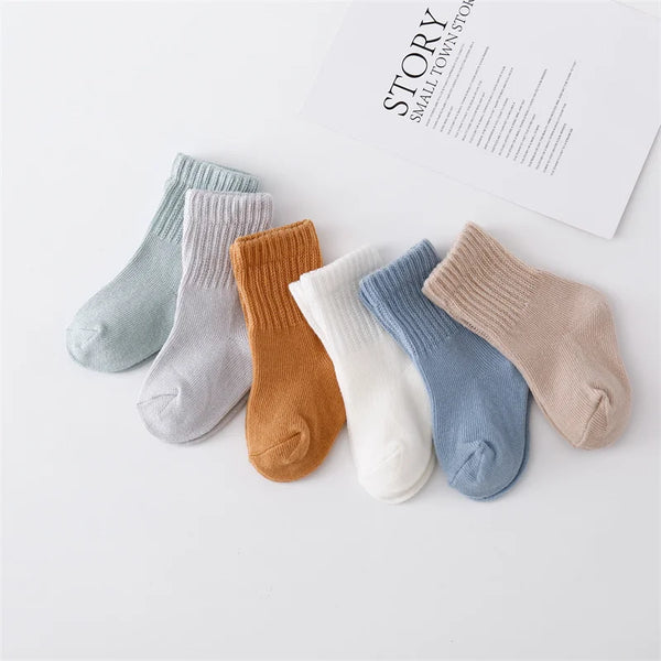 lawadka 6Pairs/set 0-12Month Newborn Baby Boy Girl Sock Cotton Solid