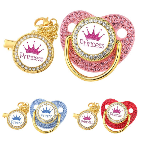 Luxury Crown Pacifier Clip Chain Set Baby Shower Gift Silicone Newborn