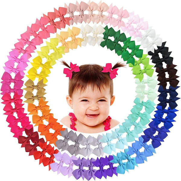 20PCS 2.2'' Baby Hair Clips Newborn Girls Fully Lined Tiny Hair Bows