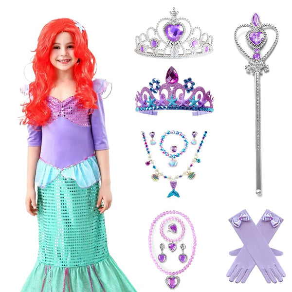 Little Mermaid Ariel Accessories for Baby Girls Crown Necklace Hair