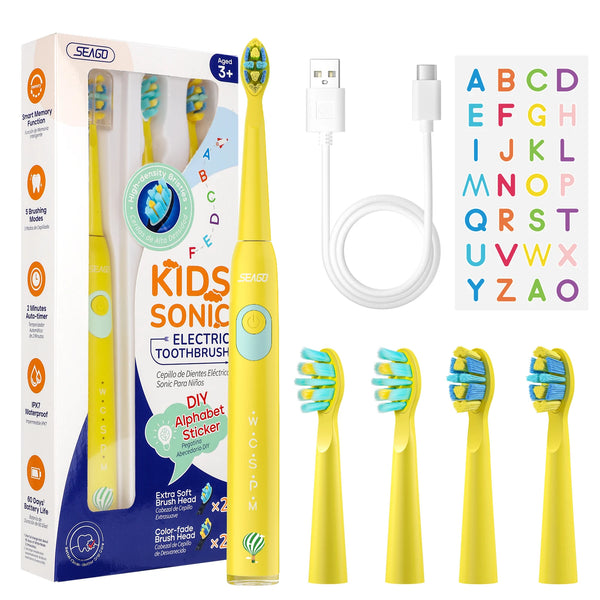 Seago Kids Electric Toothbrush for 6+Years 5 Modes Rechargeable IPX7