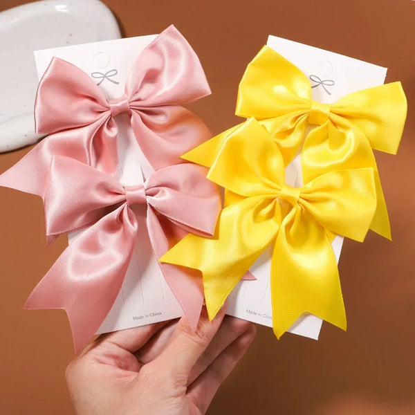 2/3Pcs Baby Cheer Bows Hair Clip for Girls Solid Color Hairpins