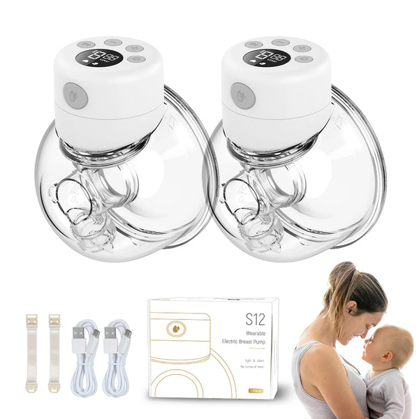 2/1pcs S12 Wearable Electric Breast Pump Silent Invisible Hands Free