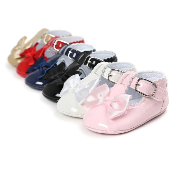 Meckior Baby Girls Shoes Classic Bowknot Rubber Sole Anti-slip PU