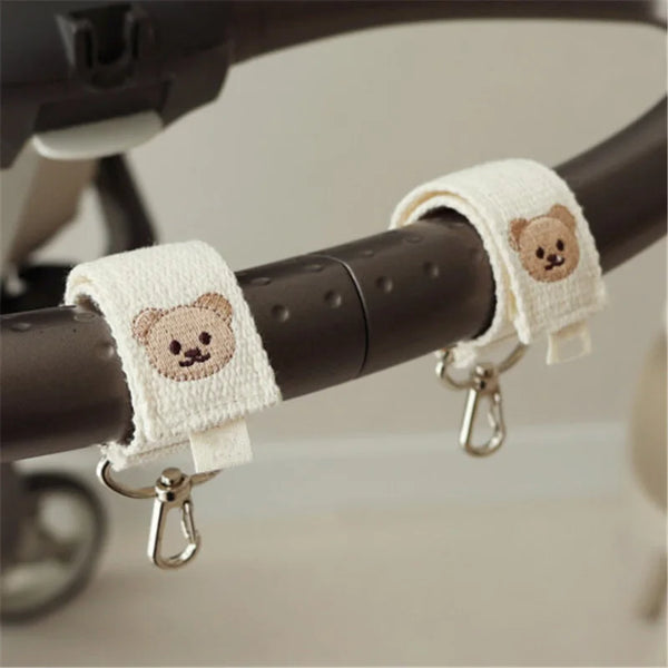 Embroidered Bear Cartoon Hook Durable Universal Pushchair Clip Baby