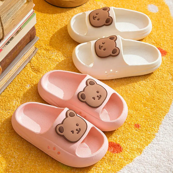 Cartoon Bear Kids Slippers Boys Girls Thick Sole Non-slip Beach Shoes