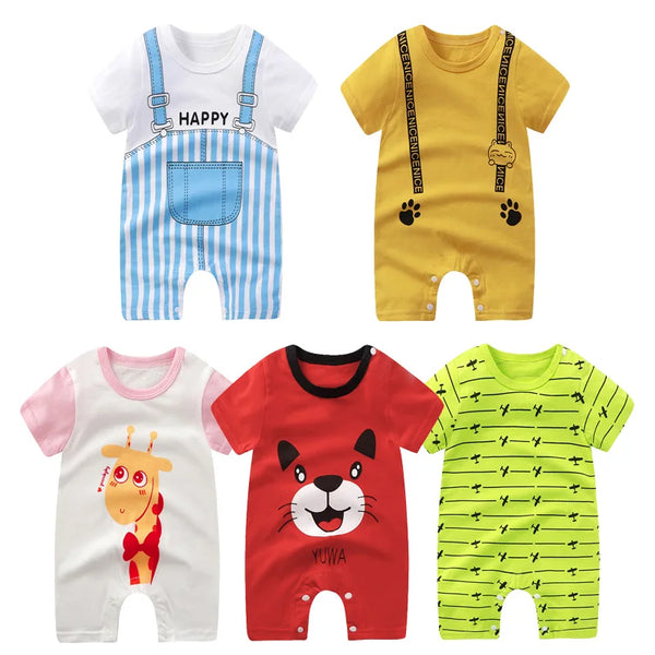 Newborn Baby Clothes Summer Short Sleeve Rompers Infant Boys Girls