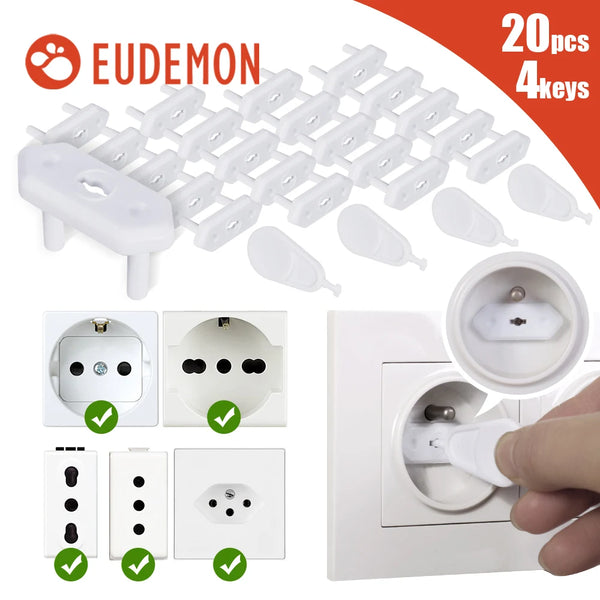 EUDEMON 20pcs Chile/Brazil EU Universal Power Socket Outlet Plug