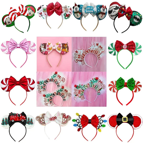 Merry Christmas Mickey Mouse Ears Headband Disney Girl Hair