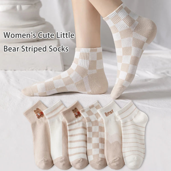 6 Pairs of Women's Spring and Sum Four-season Cute and Sweet Striped