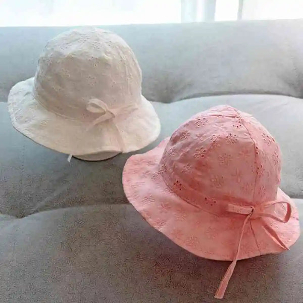 Bows Baby Bucket Hat Summer Thin Breathable Infant Girls Sun Hats