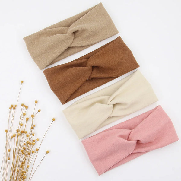 Solid Ribbed Baby Headbands Knotted Hair Tied Hairbands Faux Cashmere