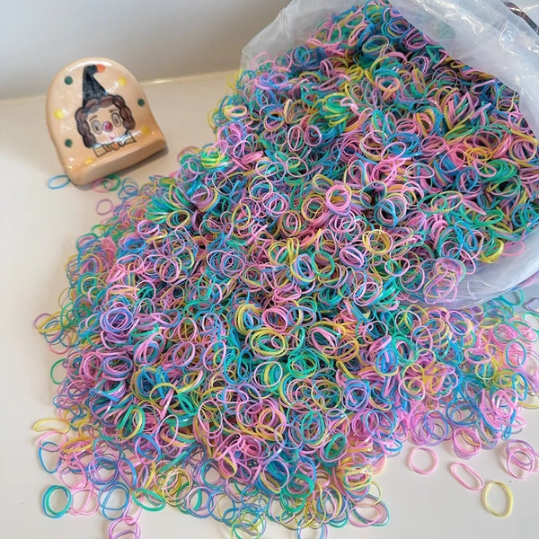 1000/2000Pcs/bag Girls Colourful Disposable Rubber Band Hair Ties