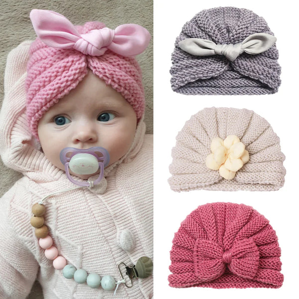 Knitted Winter Baby Hat for Girls Candy Color Bonnet Enfant Baby