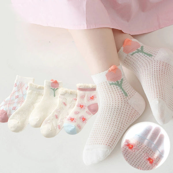 5Pairs/lot Children Socks for kids Girls Cotton Cute Outdoor Travel