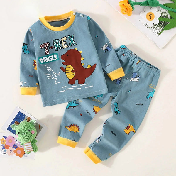 Toddler Boys Underwear Set Cotton Lettering And Bear Pattern Long