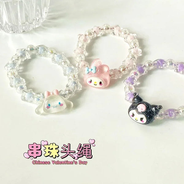 Sanrio 1Pc Anime Crystal Bracelet Kuromi My Melody Cinnamoroll Cartoon