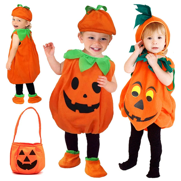 Kids Halloween Pumpkin Cosplay Costume for Toddler Boys Girls Stage