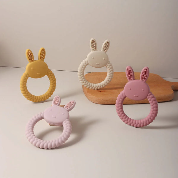 Cute Baby Rabbit Baby Toy Food Grade Safe Silicone Toothbrush Teether