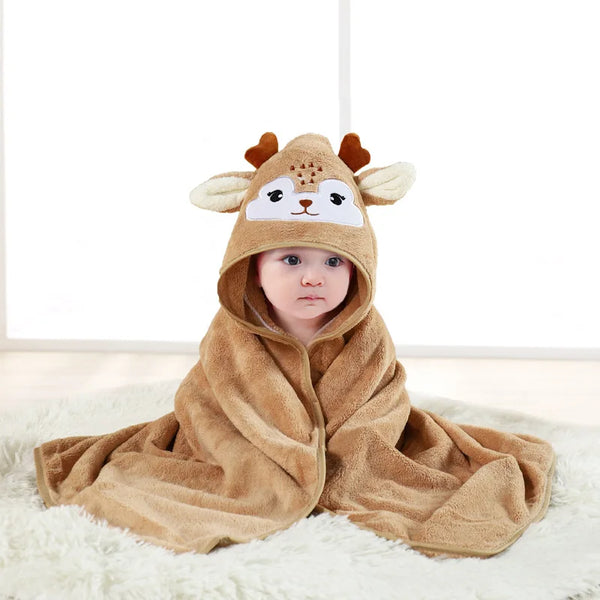 Animal Baby Bathrobe Quick Absorbent Soft Hooded Warm Coral Velvet