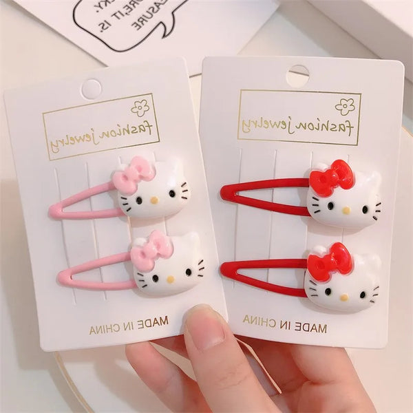 2PCS Sanrio Girl Hair Clip Kawaii Hello Kitty Cartoon BB Hair Clip