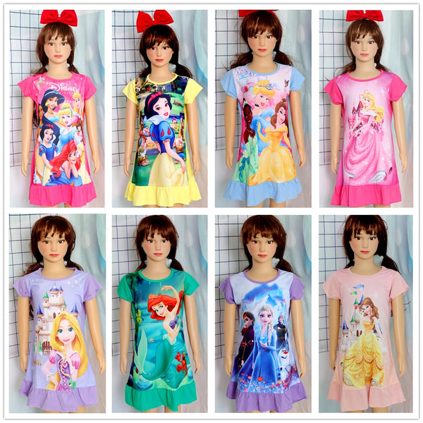 3-8Years New Summer Kids Cartoon Dress Sleepwear Mermaid Princess