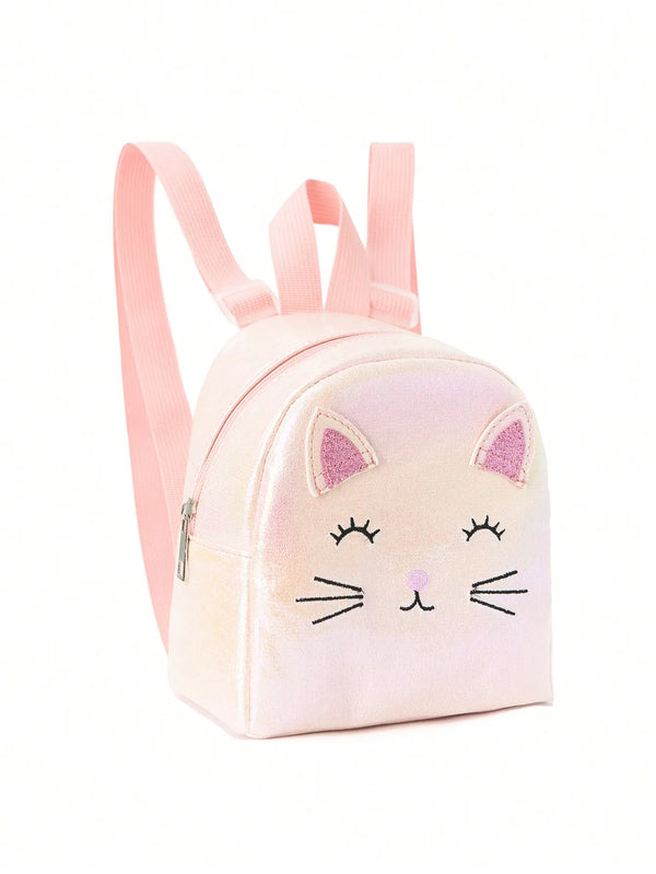 1pcs Cute Cat Embroidered Backpack For Girls, Suitable For