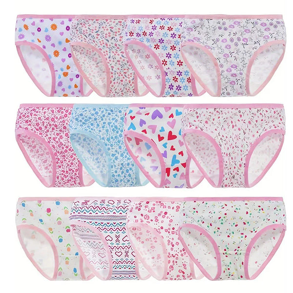 Multi-Pack 12Pcs/Lot Floral Baby Girls Briefs Cotton Toddlers Girls