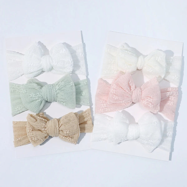 New Summer Breathable Baby Girl Lovely Bow Headband Double Mesh Bows