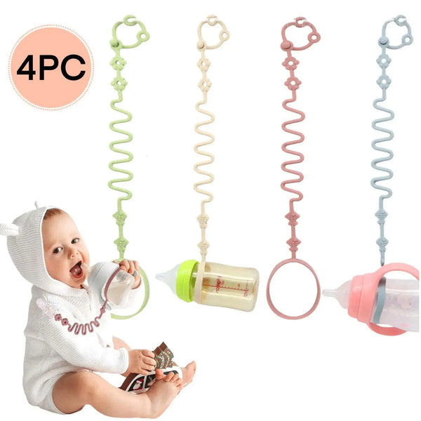 4 PC Baby Bottle Chain, Silicone Pacifier Chain, Teething Toy,