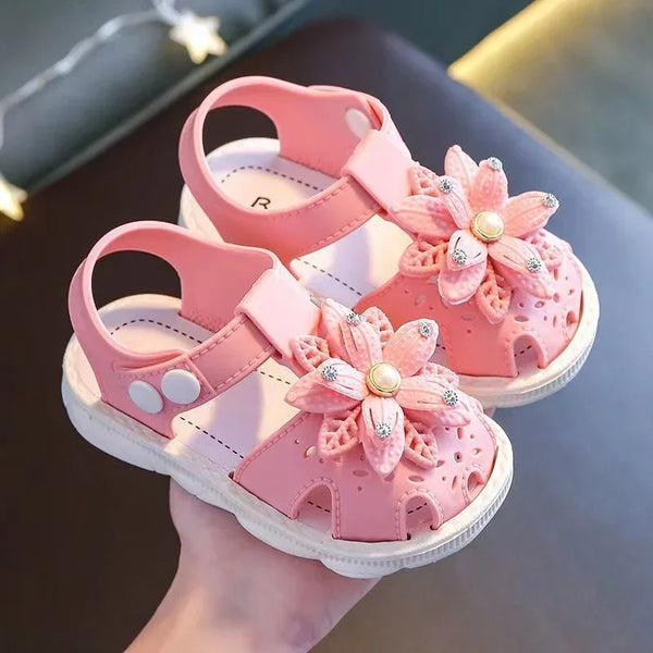 Solid Bow Children's Summer Shoes Cute PVC Beach Non Slip Sandals For