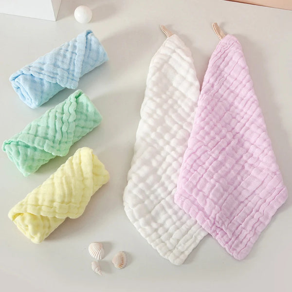 5 Pieces of Six Layers of Pure Cotton Pure Color Gauze Square Towel