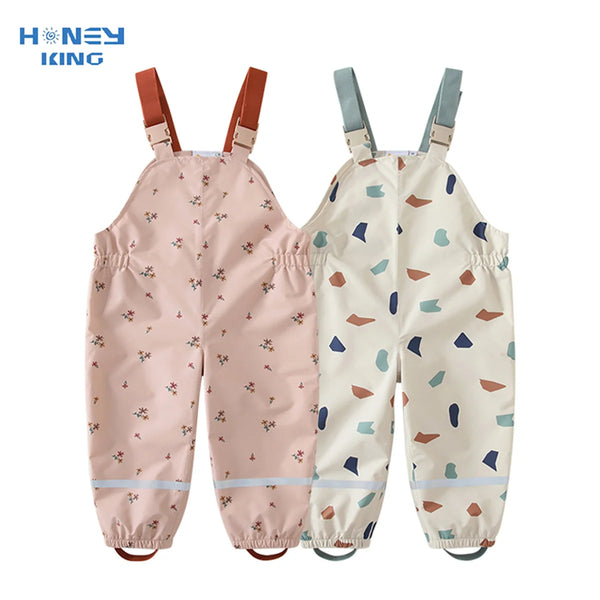 HONEYKING Children Waterproof Rain Pants Baby Jumpsuits Boys Girls